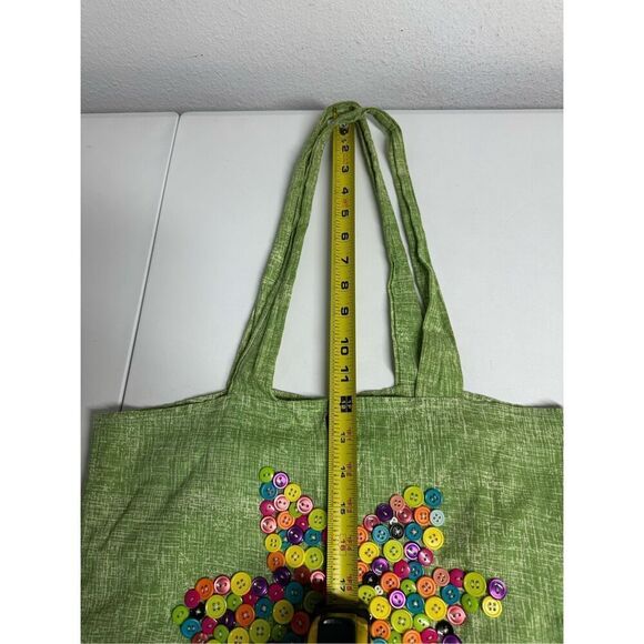 Rare Vintage Handmade Tote Bag Buttons Embroidered Trim Cotton Blend - Picture 4 of 11